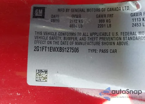 2011 Chevrolet Camaro 2Ss z USA, uszkodzony, nr VIN 2G1FT1EWXB9127506